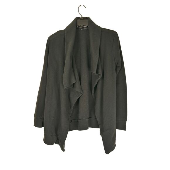 AllSaints Zip Extended Hood‎ Black Open Front Waterfall Cardigan Size Small - Picture 1 of 12